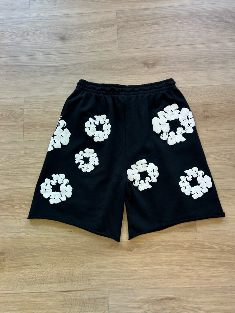 Black Floral Print Men’s Hybrid Shorts